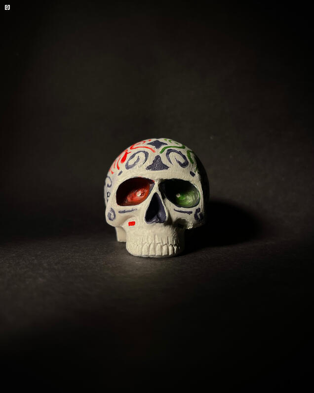 Painted Miniature Skull 2024 • Acrylic on plaster