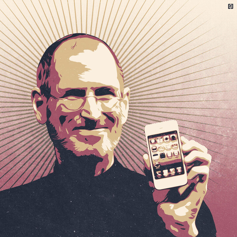 Vector Stencil Effect Raster Art: Steve Jobs (Color) 2023 • Adobe Photoshop