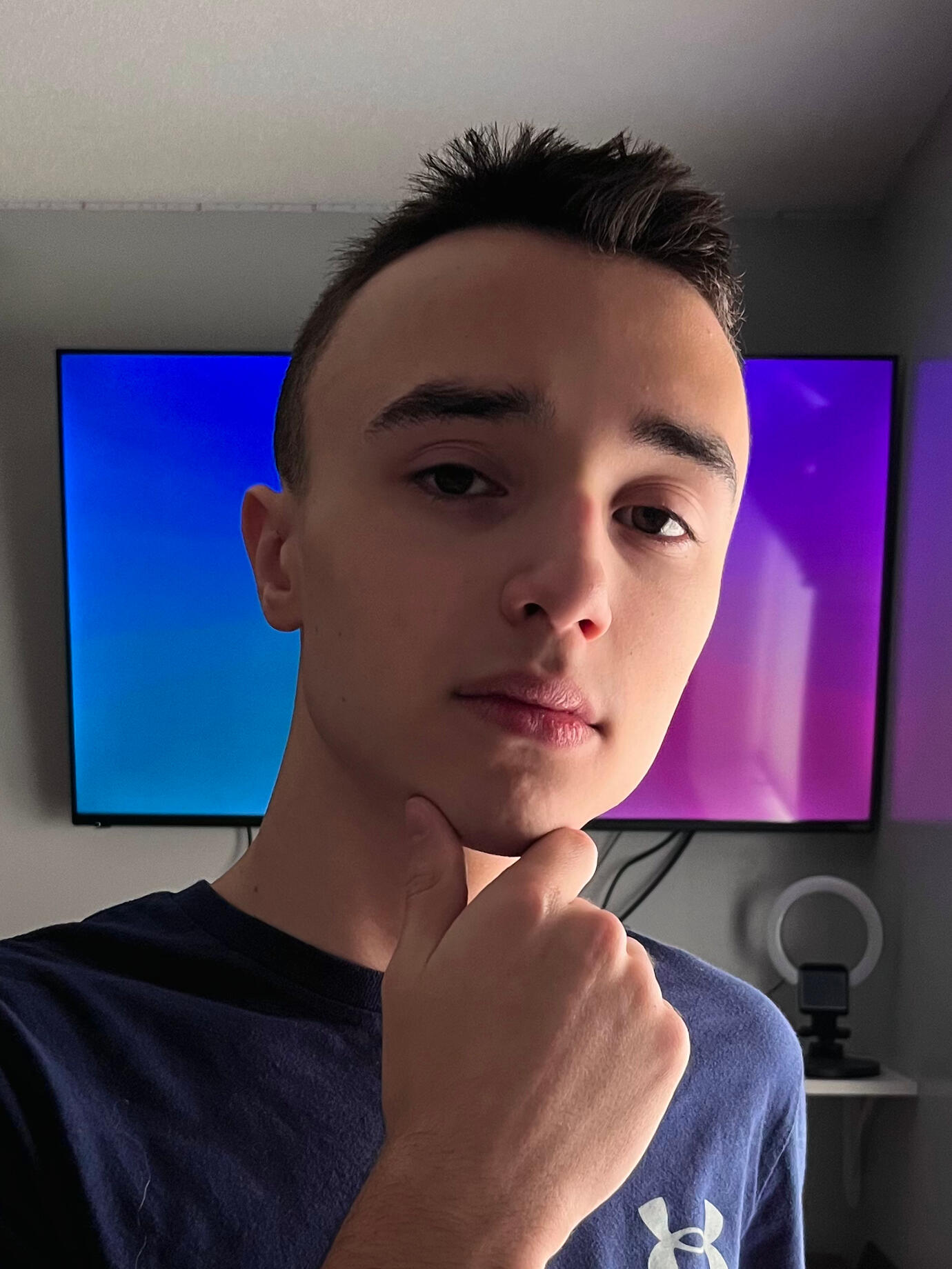 A portrait of myself in front of my PC setup.