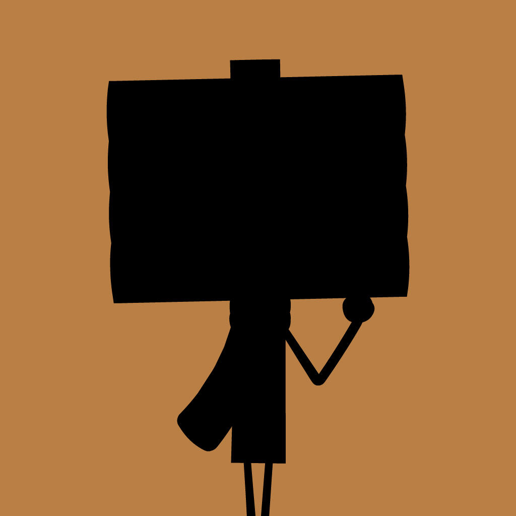 A black silhouette of Sammy atop a tan background.